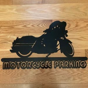 Black Plated Steel Motorcycle Parking Sign